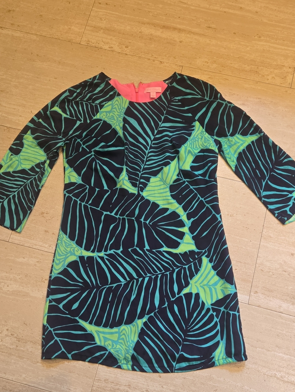 Lilly Pulitzer Deep Navy "Under the Palms" Silky Carol Shift Dress